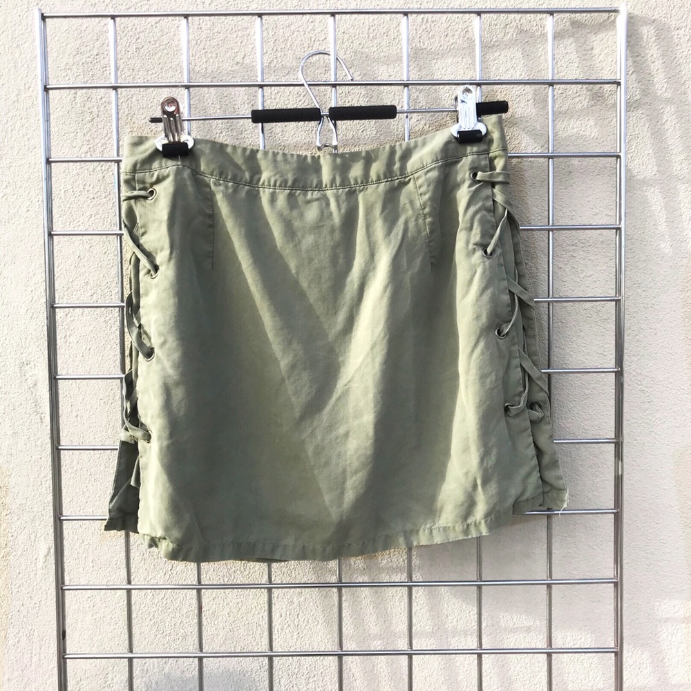Green mini skirt